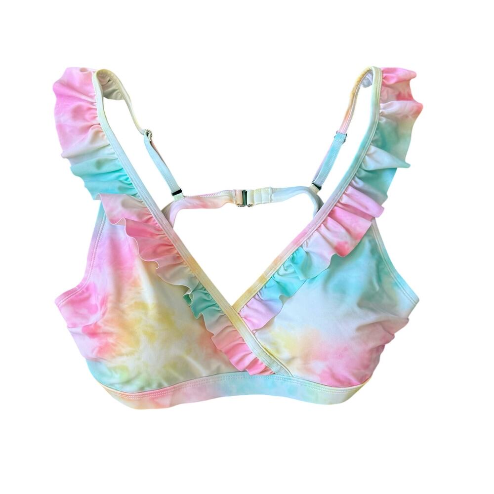 Ruffle Butts Women's Ruffle V-Neck Bikini Top Multicolor Pastel size XXL
